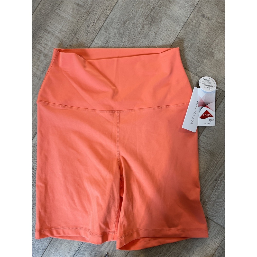 Yogalicious Everyday 7 inch Yoga Biker Shorts NWT, size XL ORANGE